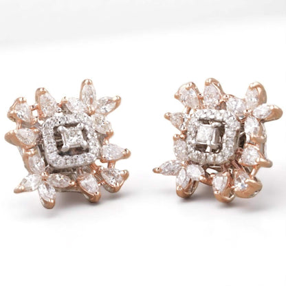 Leaflet Floral Diamond Stud Earrings