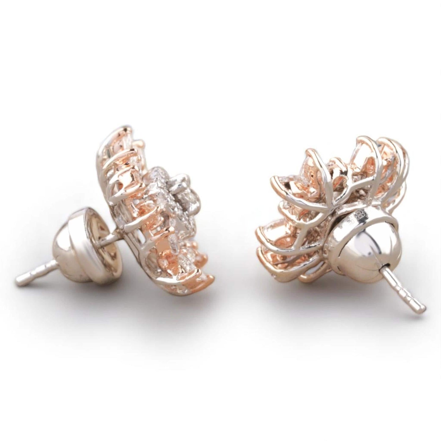 Leaflet Floral Diamond Stud Earrings