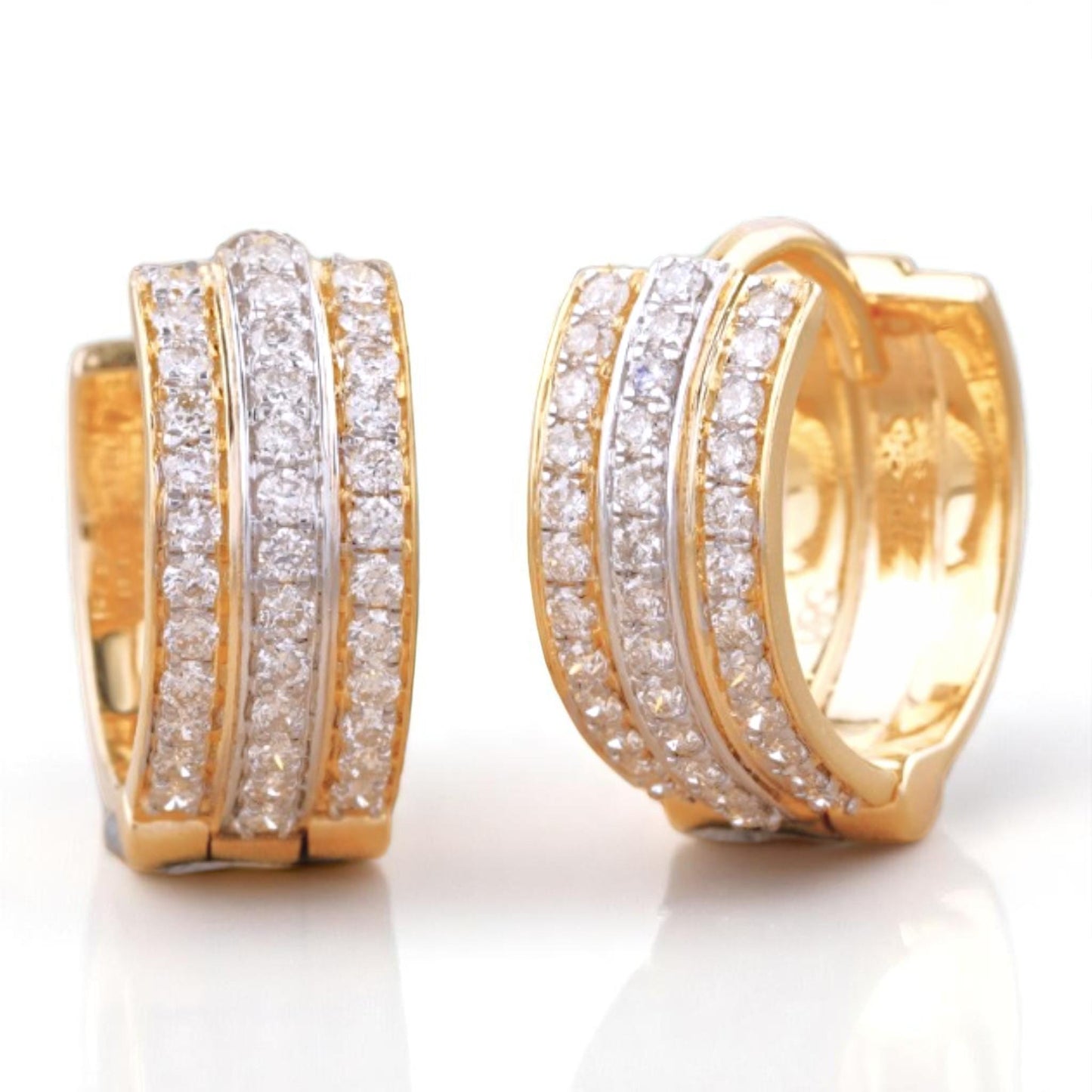 Triple line Diamond Huggie Earrings