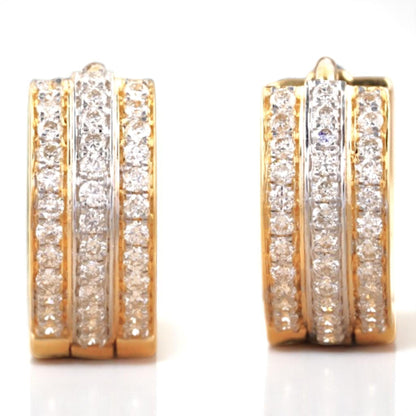 Triple line Diamond Huggie Earrings
