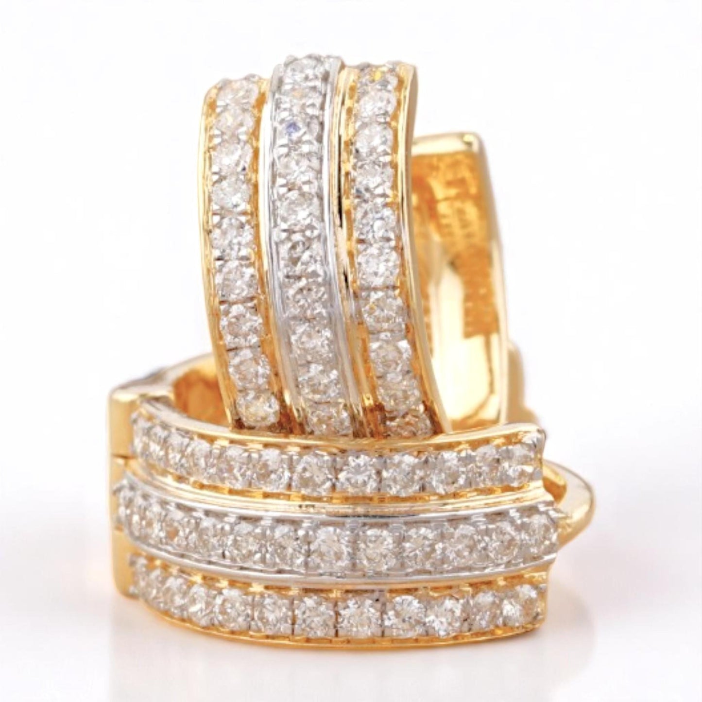 Triple line Diamond Huggie Earrings