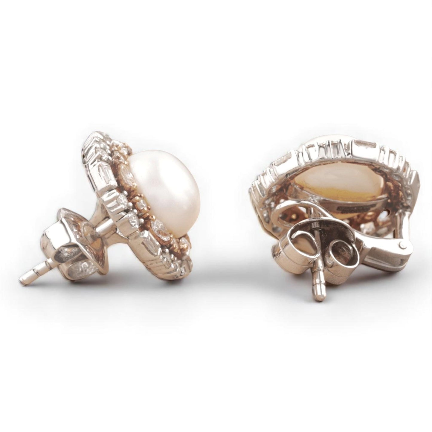 Pearl Diamond Halo Studs