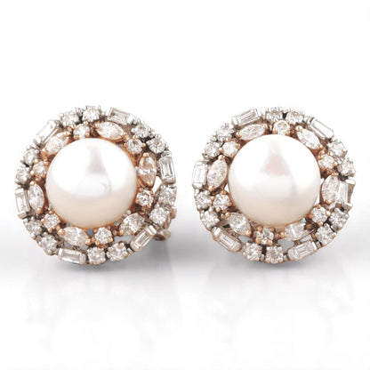 Pearl Diamond Halo Studs