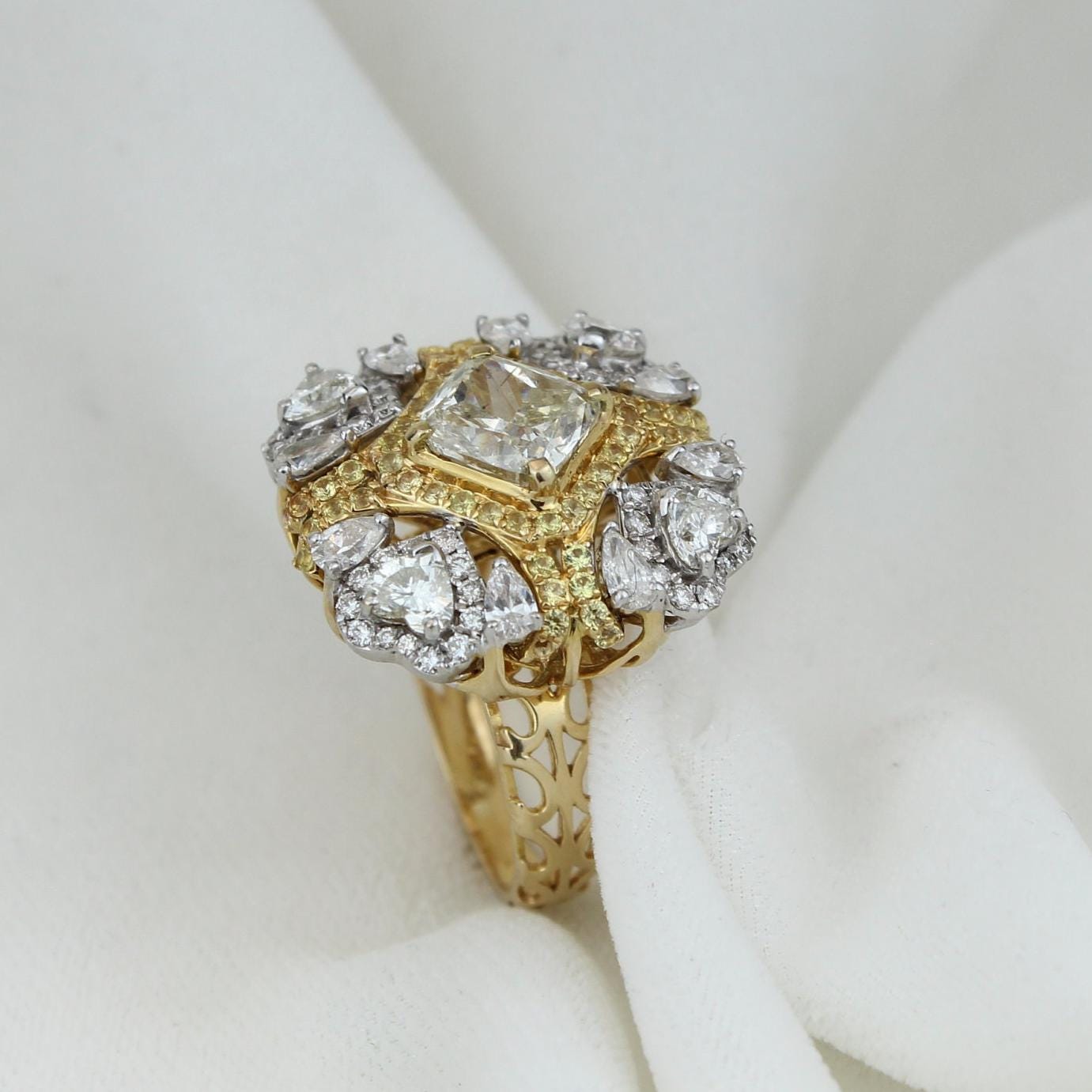 Yellow Sapphire Natural Diamonds Engagement Ring