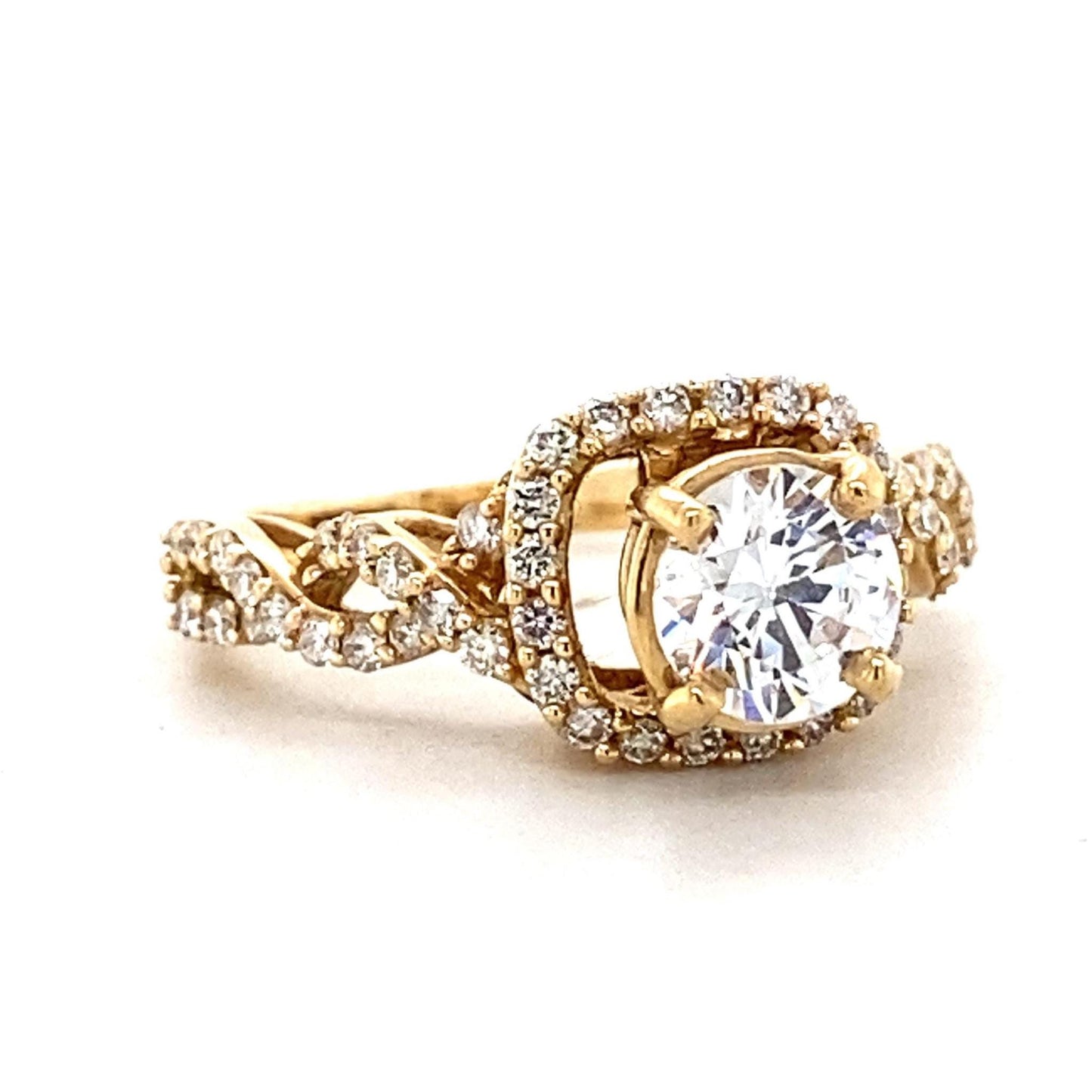 Round Solitaire Square Halo Diamond Ring
