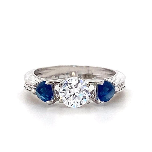 Solitaire Blue Sapphire Diamond Ring