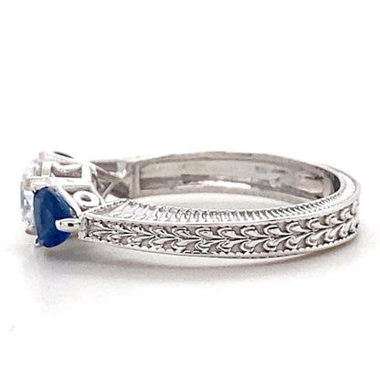 Solitaire Blue Sapphire Diamond Ring
