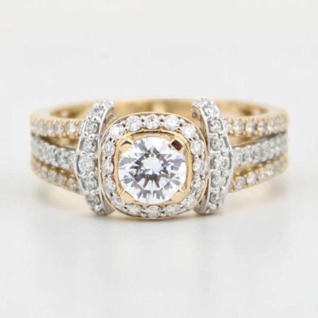 Round Solitaire Halo Natural Diamond Bridal Ring