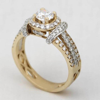 Round Solitaire Halo Natural Diamond Bridal Ring