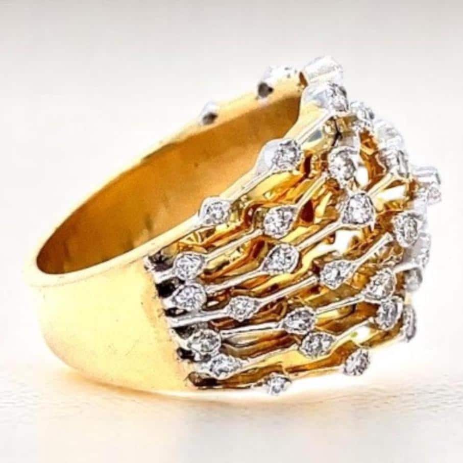 Wide Band Diamond Broad Ring