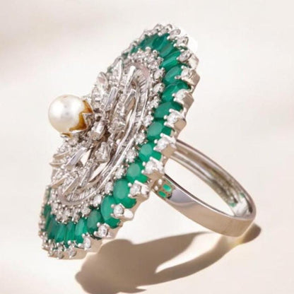 Emerald Flower Diamond Ring