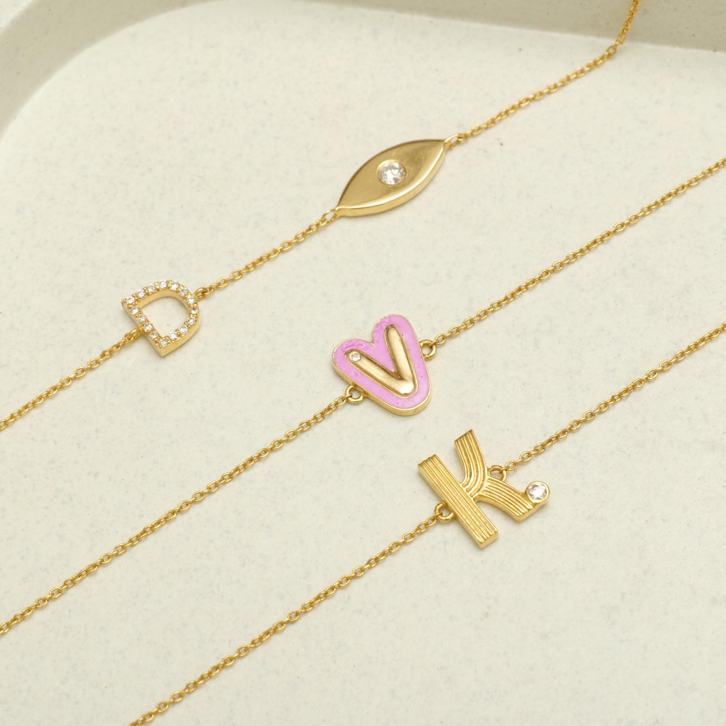 Personalized Initial Enamel Chain Bracelet