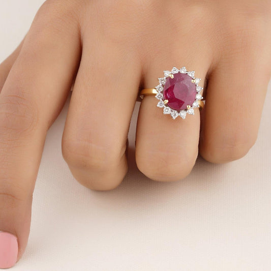 Oval Ruby Diamond Ring