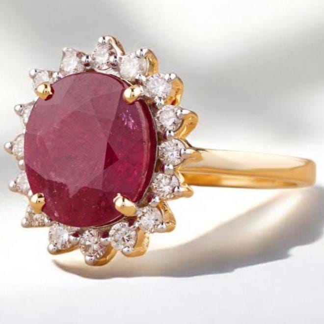 Oval Ruby Diamond Ring