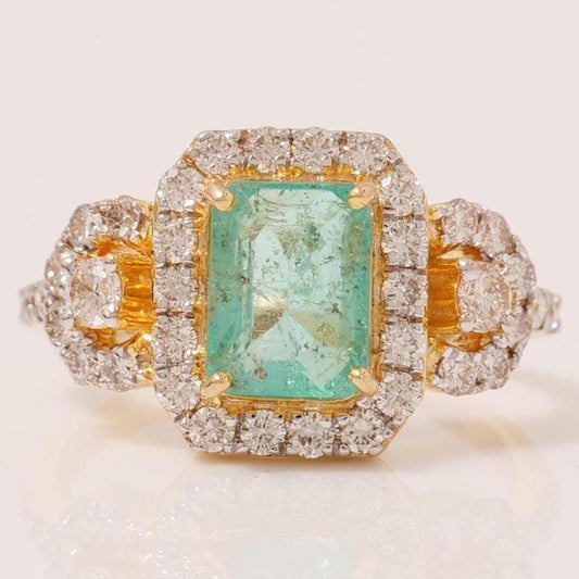 Emerald Cut Green Natural Diamond Ring