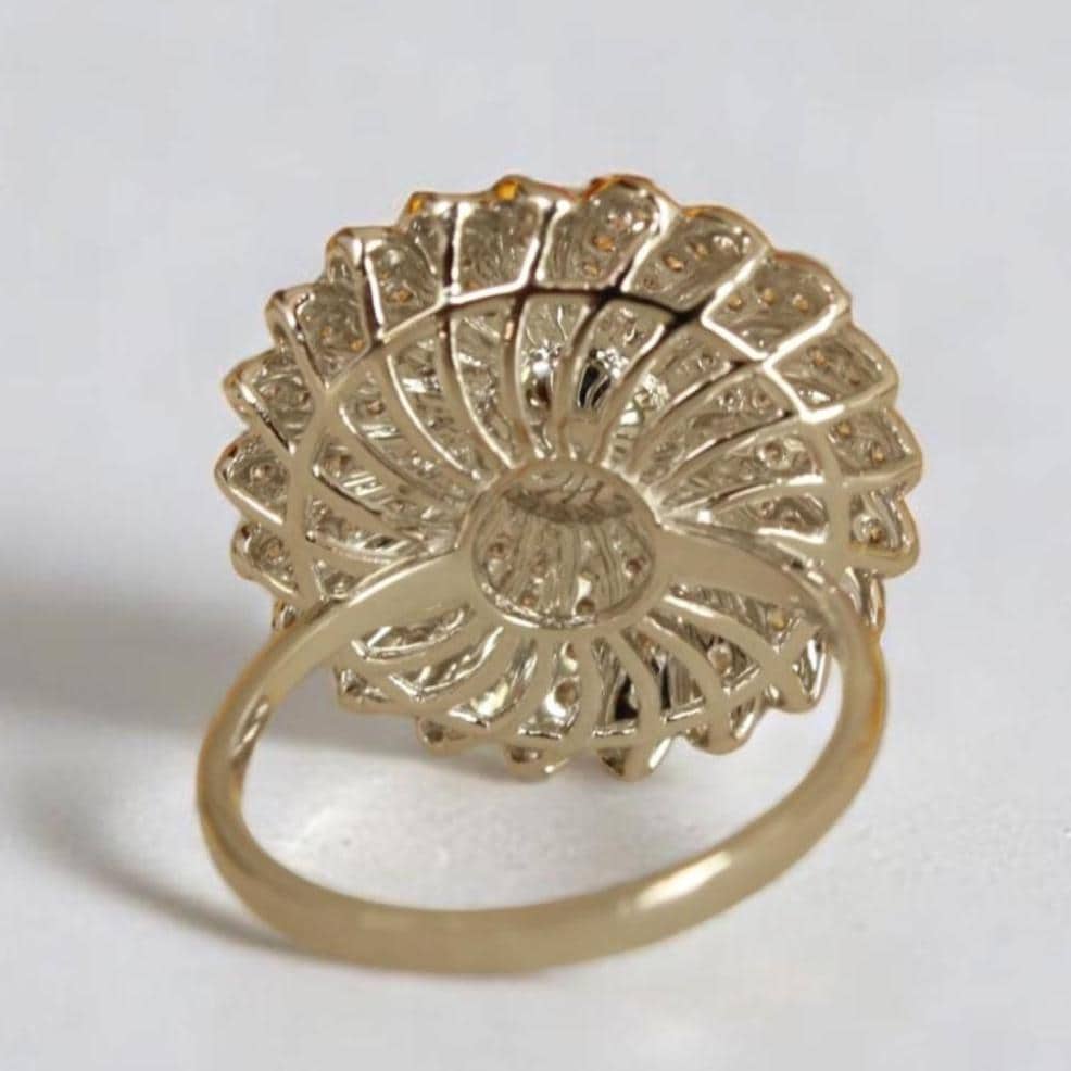 Cultured Pearl Flower Diamond Ring