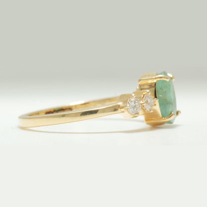 Oval Emerald Diamond Engagement Ring
