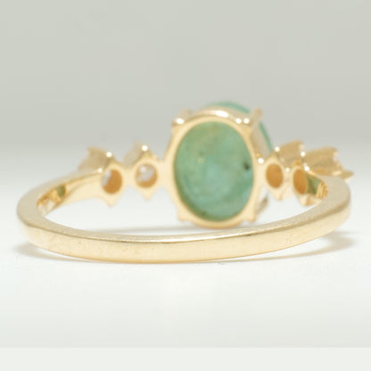 Oval Emerald Diamond Engagement Ring