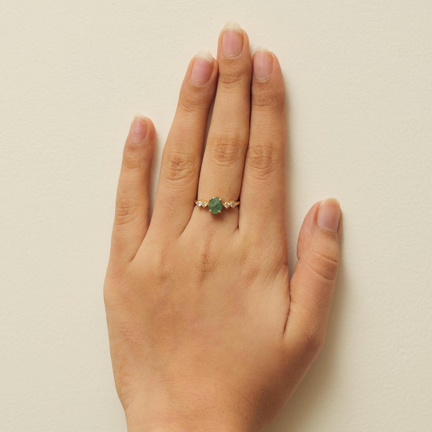 Oval Emerald Diamond Engagement Ring