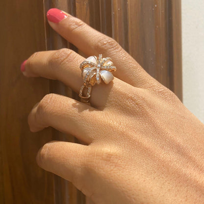 Mother of Pearl Natural Diamond Cocktail Ring