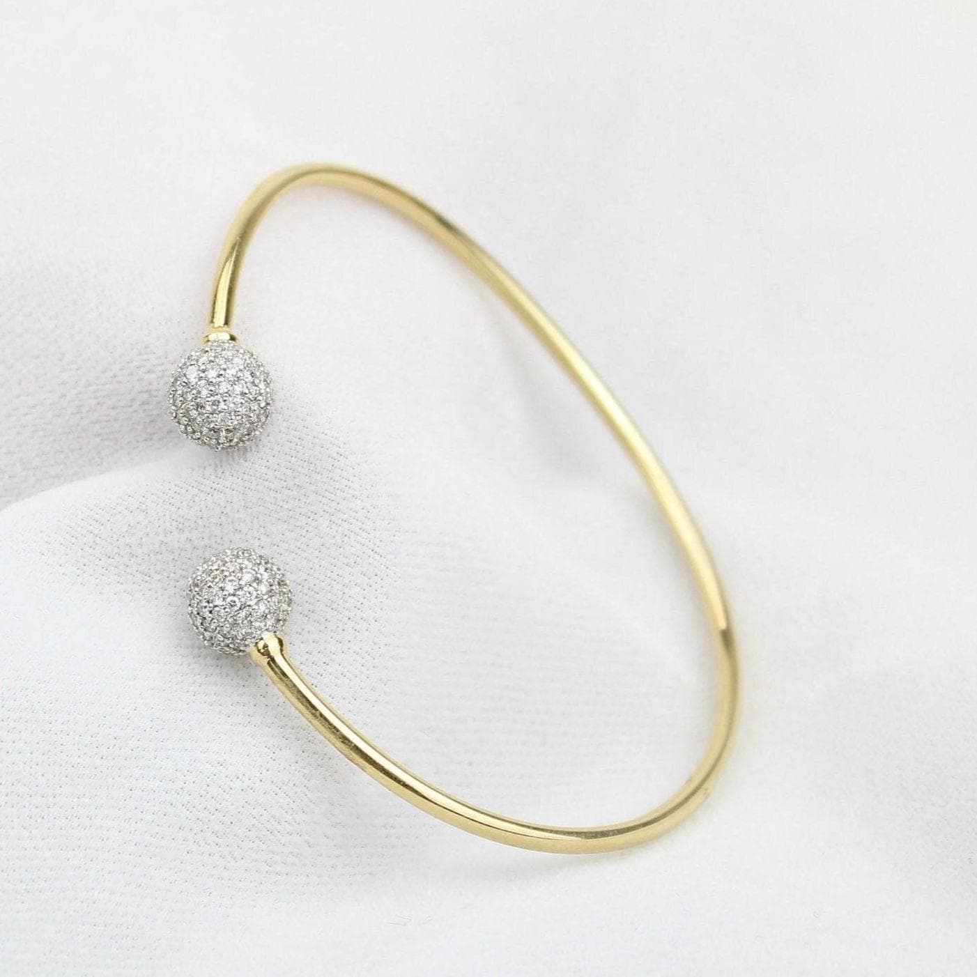 Orbs Natural Diamond Open Cuff Bracelet