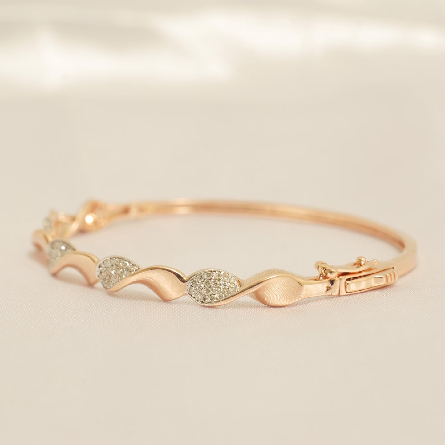 Wavy Natural Diamond Pave Cuff Bracelet