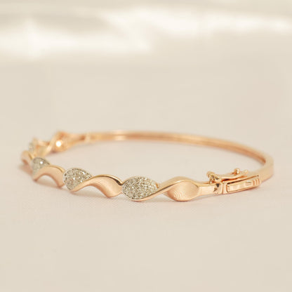 Wavy Natural Diamond Pave Cuff Bracelet