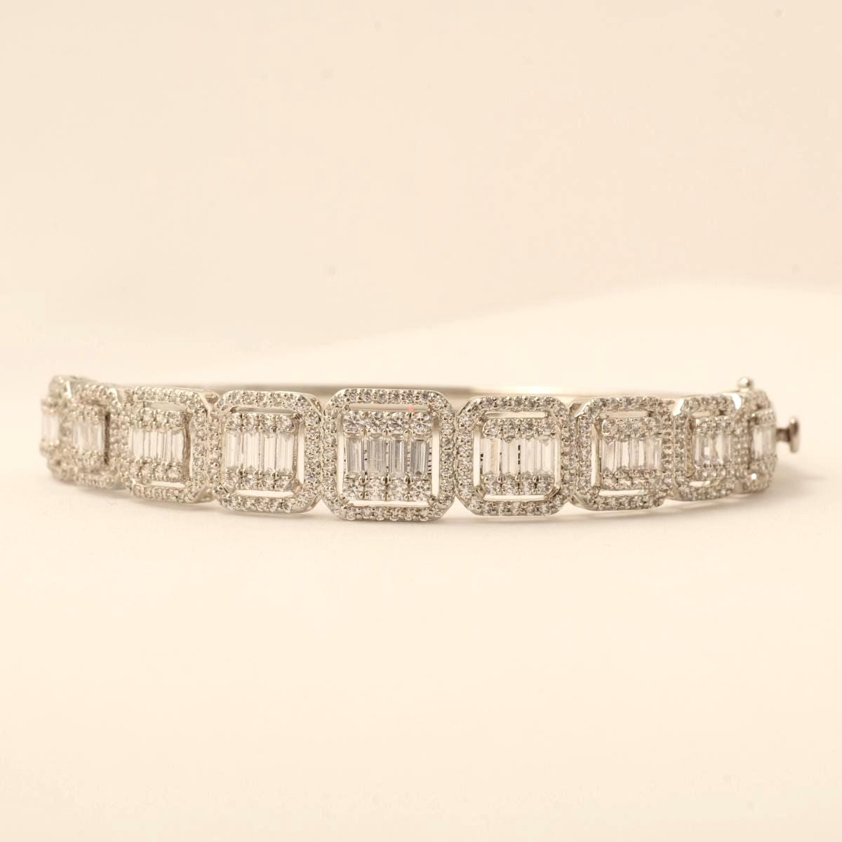 Square Halo Natural Diamond Bridal Bracelet