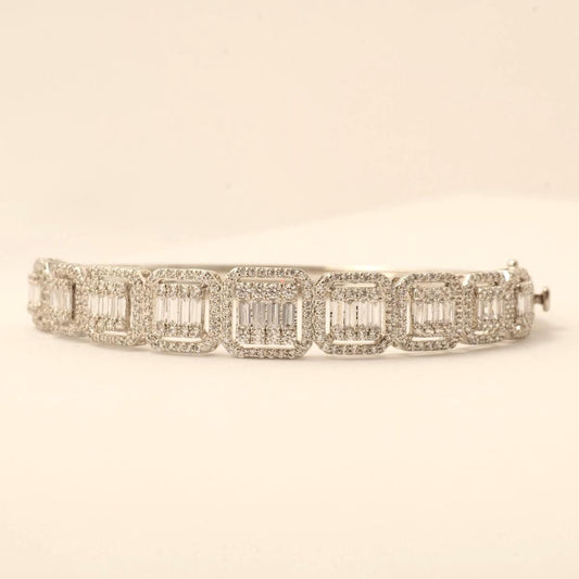 Square Halo Natural Diamond Bridal Bracelet