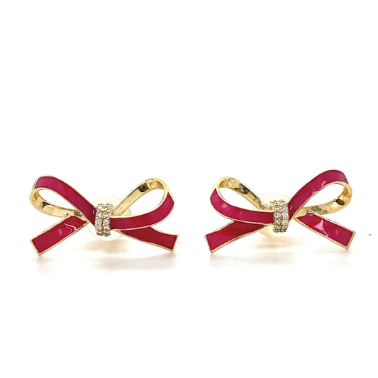 Kids Ribbon Diamond Stud Earrings