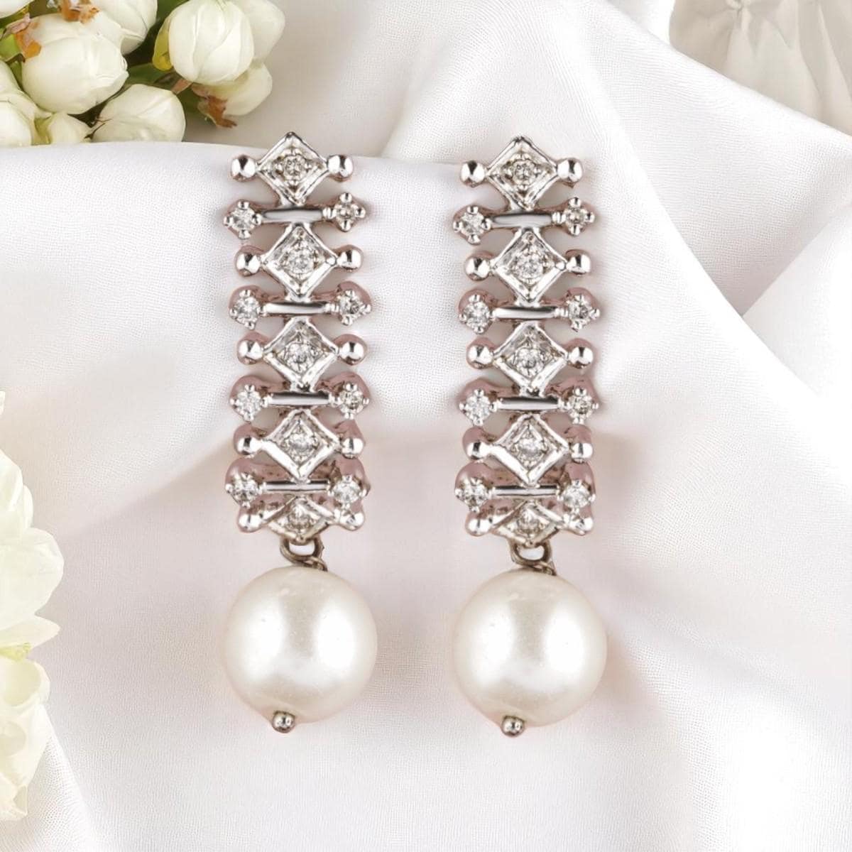 Pearl Drop Diamond Earrings