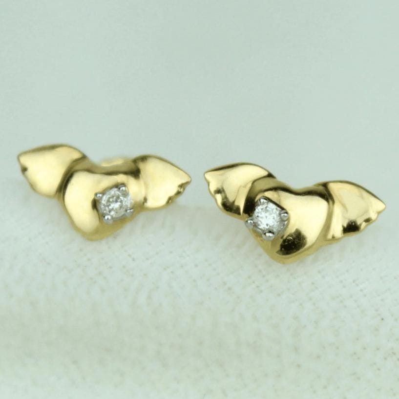 Kids Winged Heart Diamond Stud Earrings