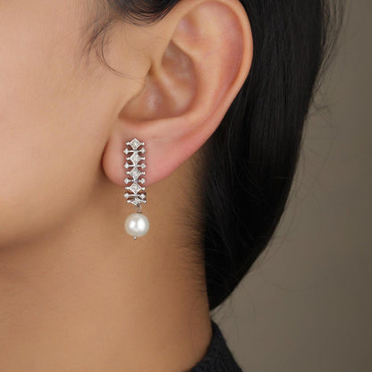 Pearl Drop Diamond Earrings