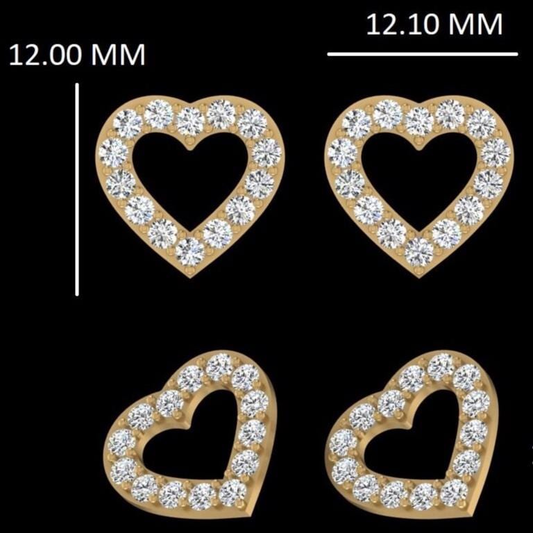 Kids Hollow Heart Diamond Stud Earrings