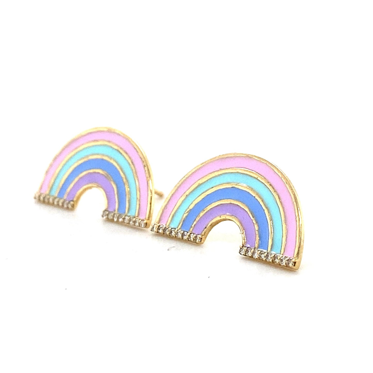 Kids Rainbow Diamond Stud Earrings