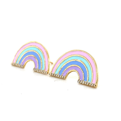 Kids Rainbow Diamond Stud Earrings