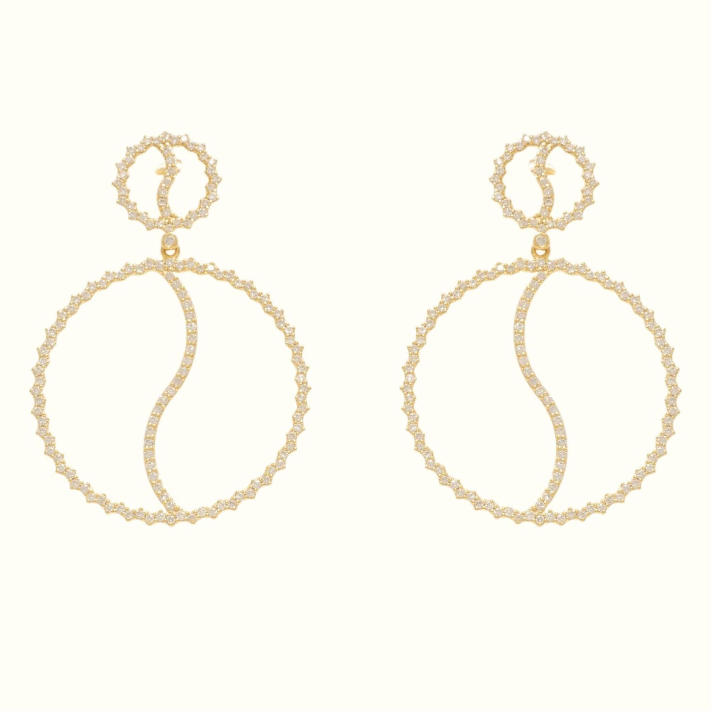 Circle Diamond Dangle Drop Earrings