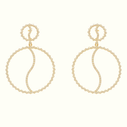 Circle Diamond Dangle Drop Earrings