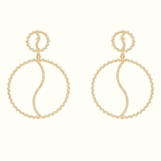 Circle Diamond Dangle Drop Earrings