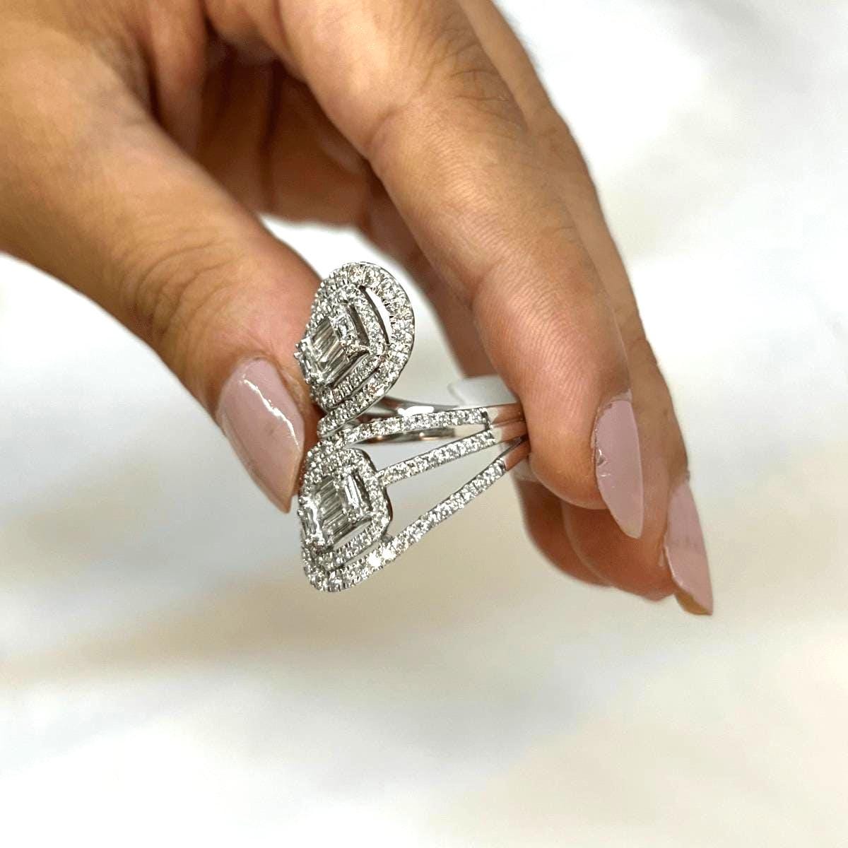 Swirl Diamond Bypass Ring