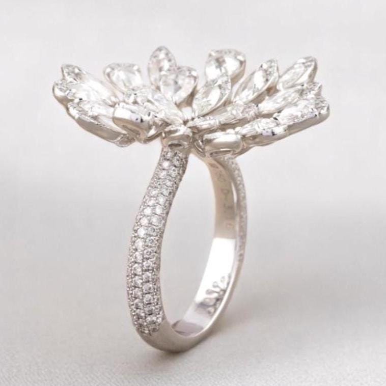 Peacock Feather Diamond Ring
