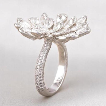 Peacock Feather Diamond Ring