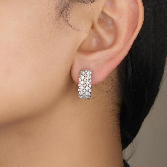 Wide Band Huggie Diamond Earrings