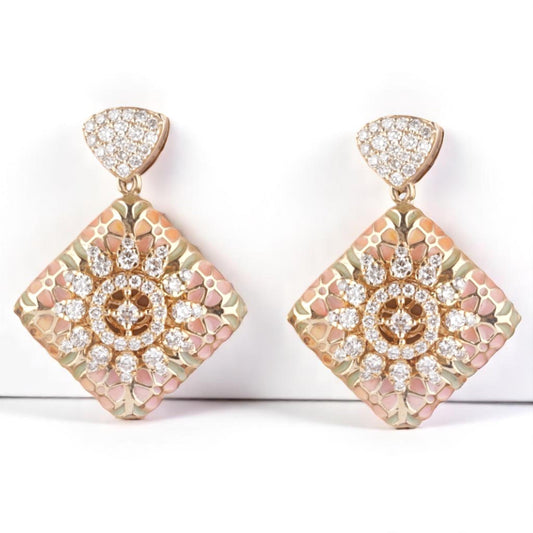 Floral Diamond Dangle Earrings