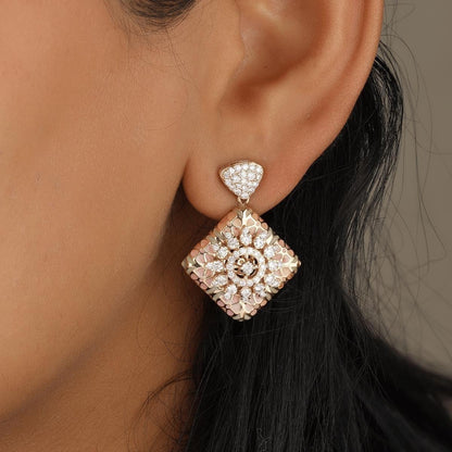 Floral Diamond Dangle Earrings