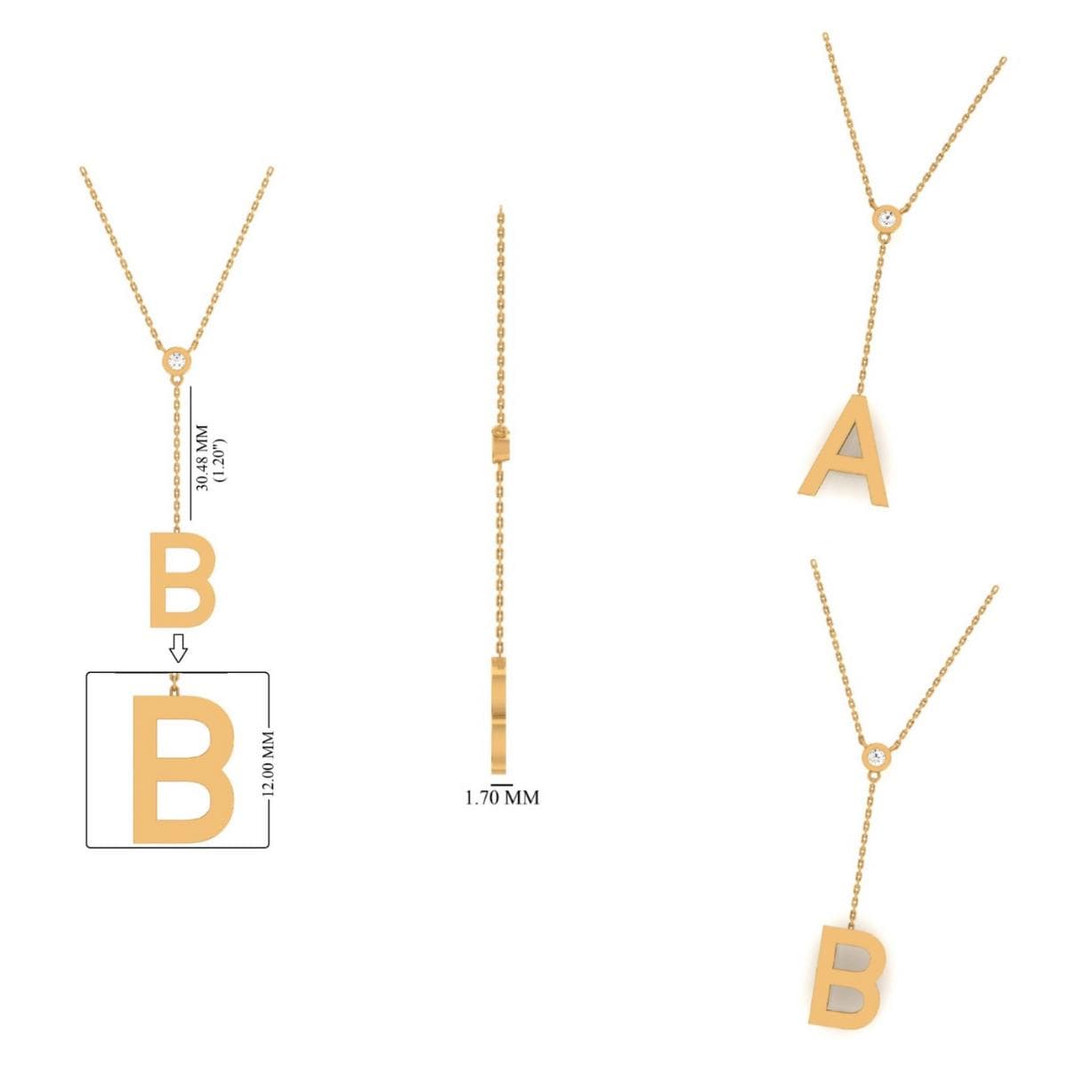 Personalized Bold Initial Lariat Diamond Necklace
