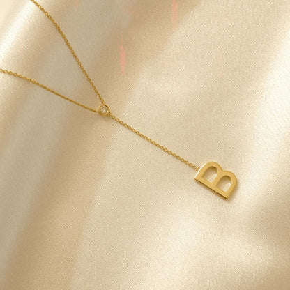 Personalized Bold Initial Lariat Diamond Necklace