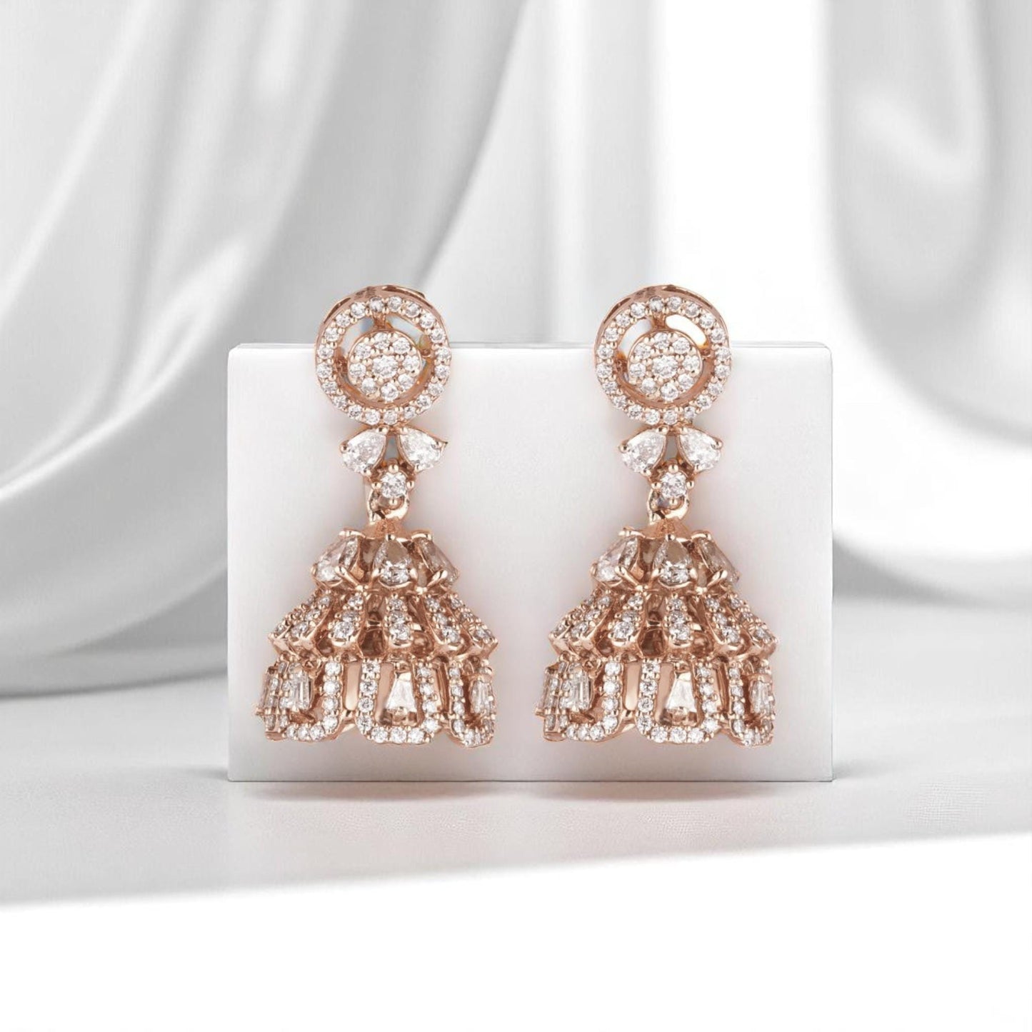 Floral Diamond Dangle Earrings