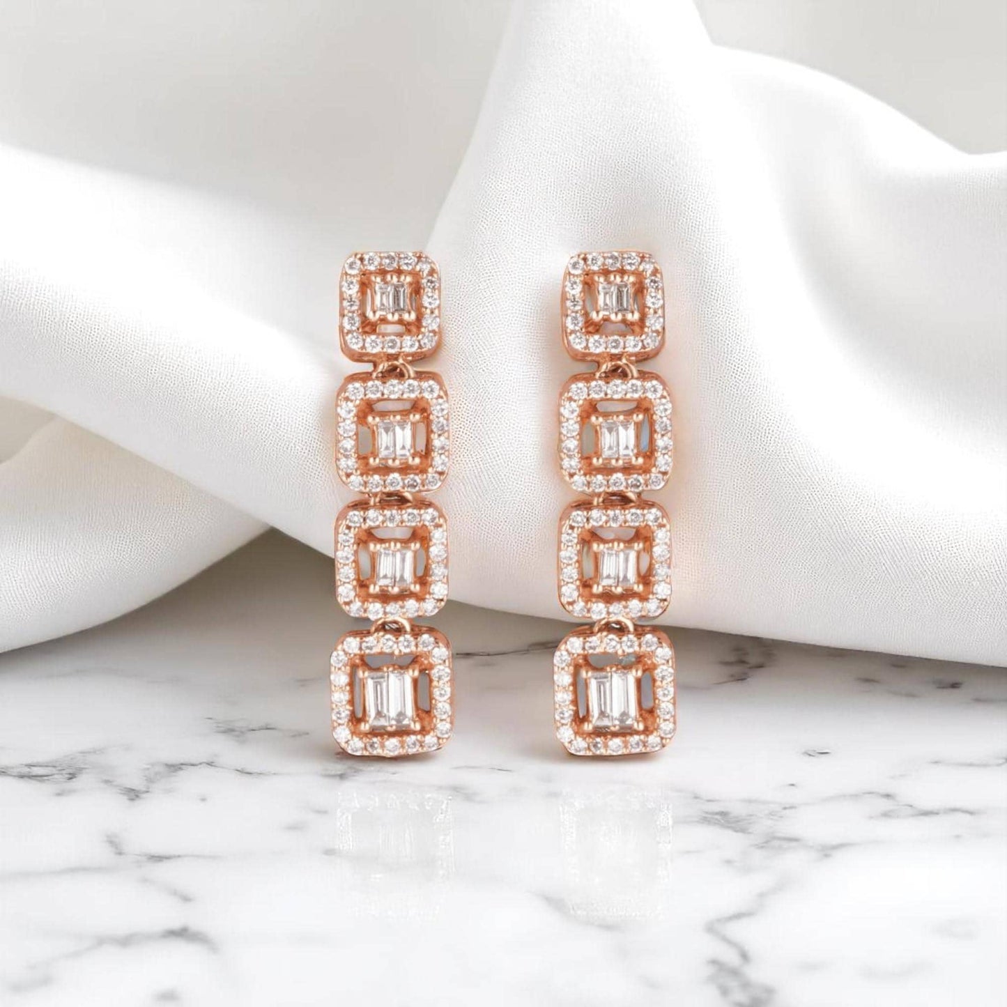 Geometric Diamond Dangle Earrings