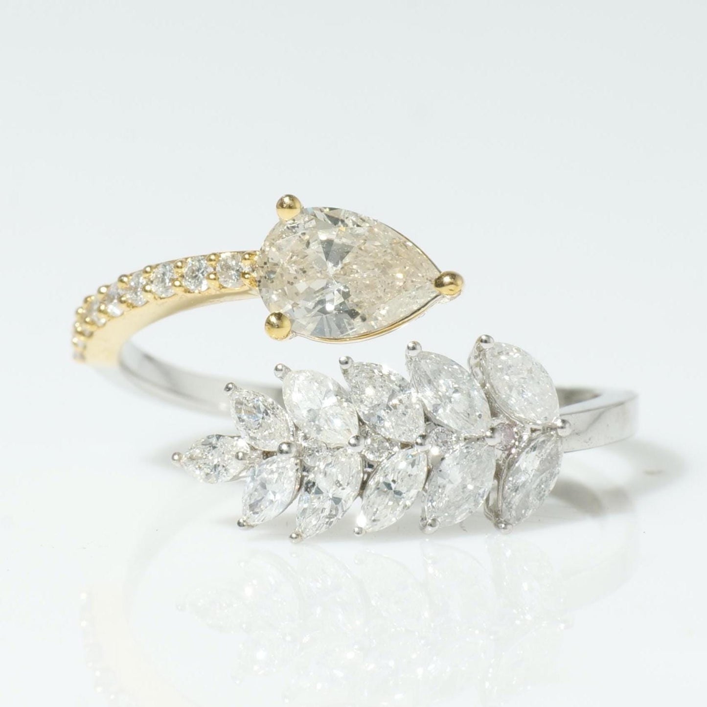 Pear Leaf Diamond Ring